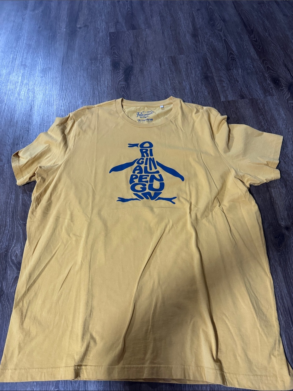 Original Penguin Men’s Mustard Short Sleeve Tee with Navy Penguin Logo